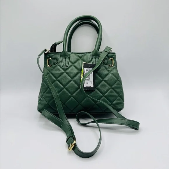 Badgley Mischka Green Quilted Satchel with Gold Details MSRP $140 - Picture 2 of 3